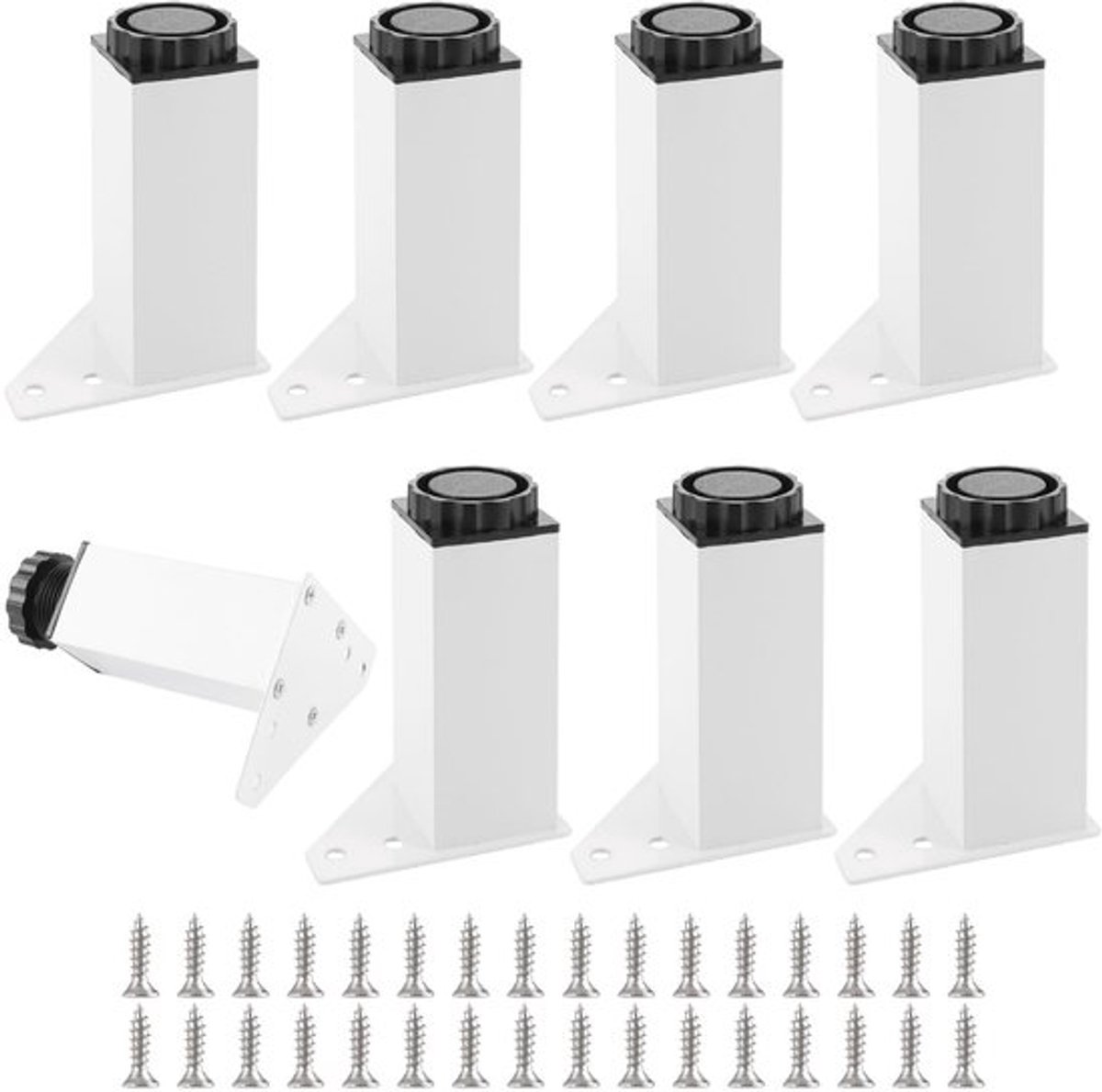 Meubelpoten Verstelbaar - Set van 8 - Hoogte 100/115 mm - Metalen Kastpoten - Vierkant Profiel 40 x 40 mm - Duurzaam en Robuust