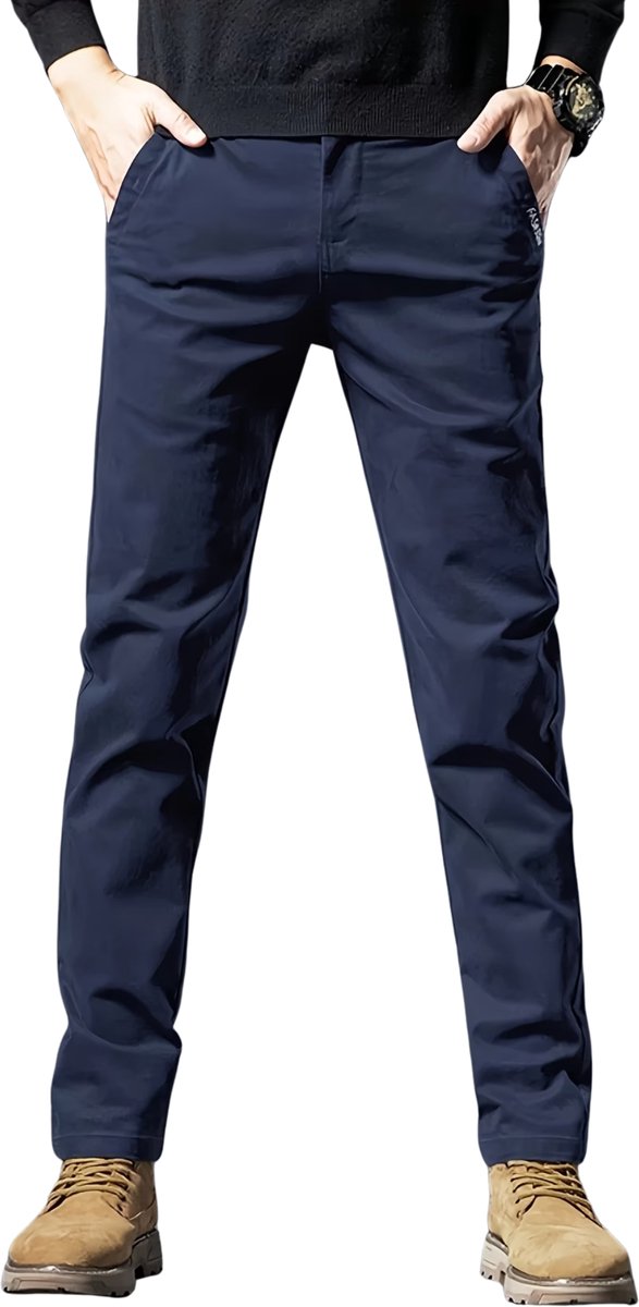 Currero Pantalon Heren Chino Regular Fit Golfbroek Nette Broek Met Elastische Tailleband Volwassenen Donkerblauw XXXS Marineblauw