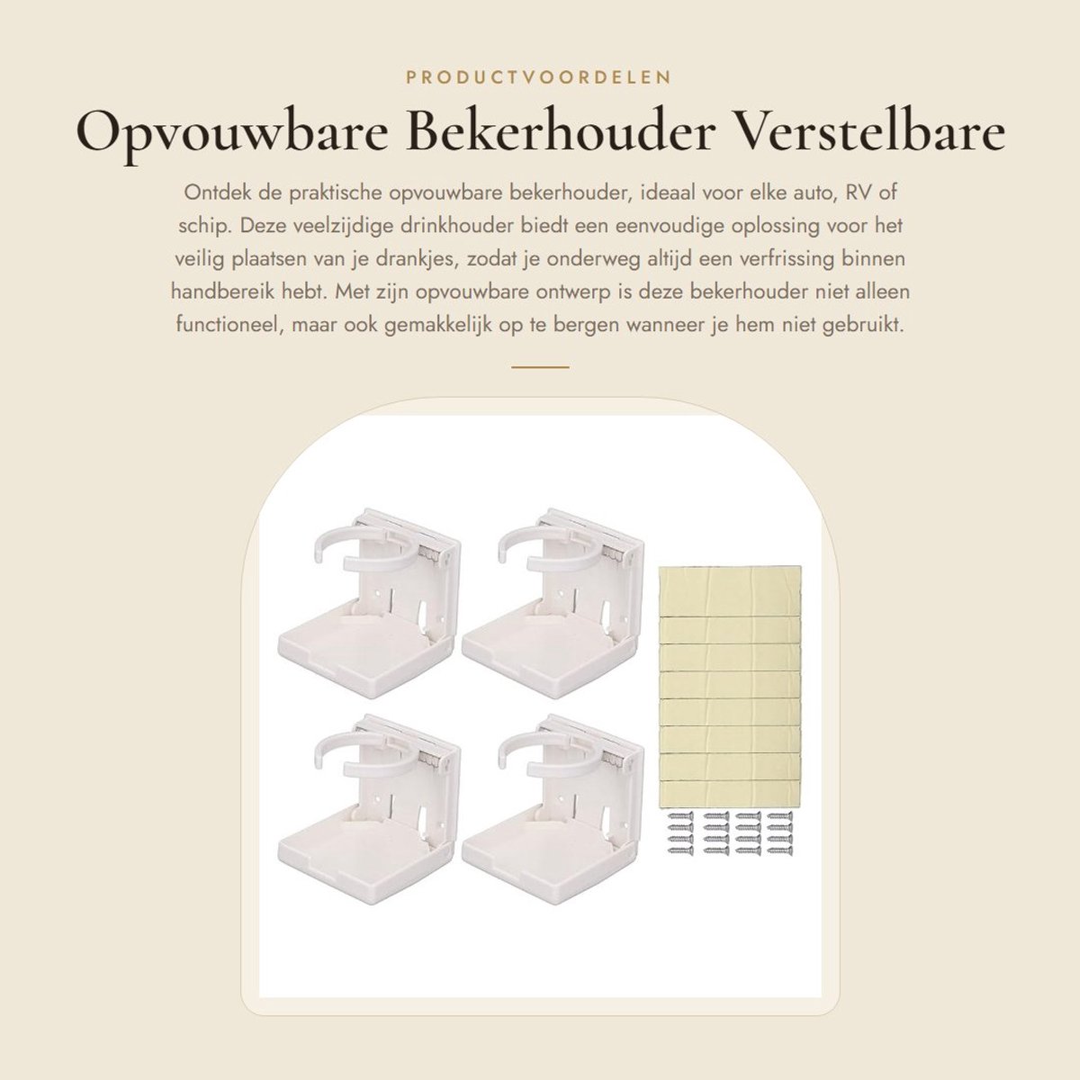 Dailygoods- Bekerhouder Opvouwbaar - Verstelbare Drankhouder - Geschikt voor Auto/Wandmontage - Eenvoudige Installatie - ABS Plastic - Intrekbaar 60-100 mm