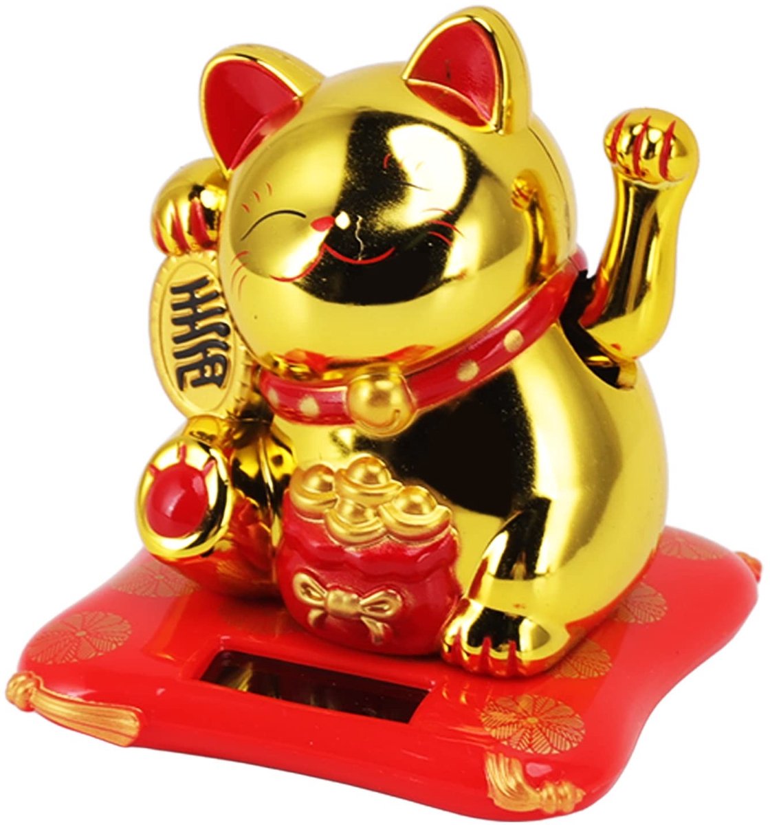 Dailygoods - Zonne-energie Zwaaiende Kat - Gelukskat - Leuke Decoratie - Goud - Zonnelicht Ornament - Gelukkige Kat - Geschikt voor Thuis en Auto