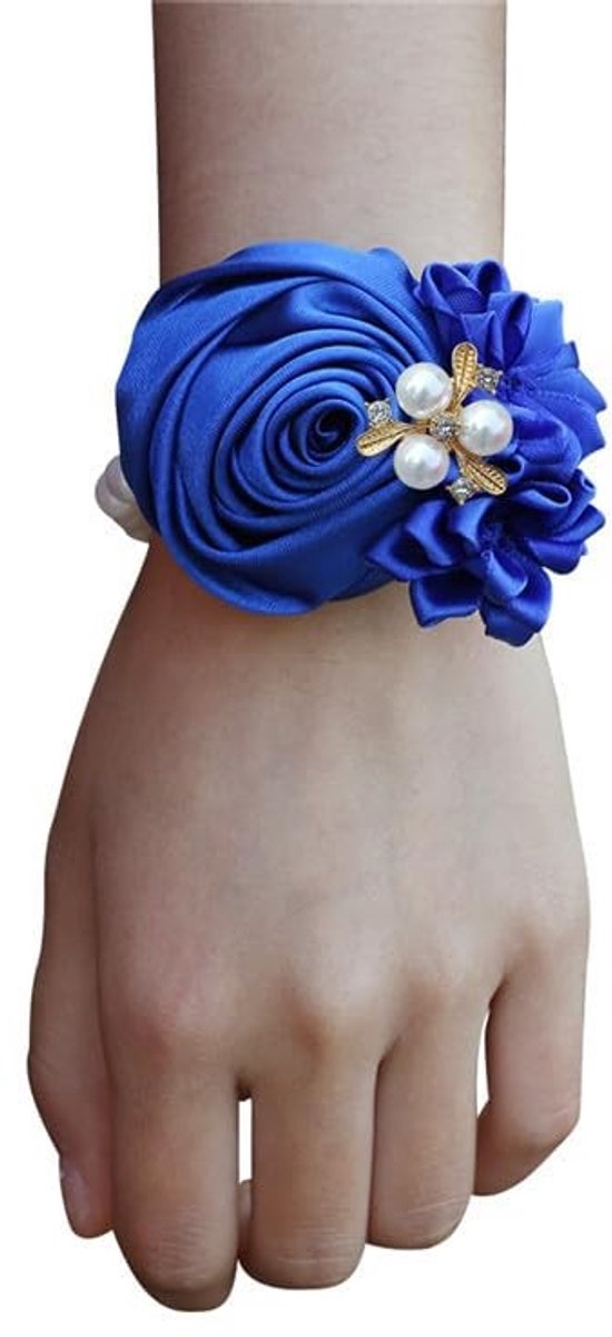 Dailygoods- Polsbloem 2 Stuks - Bruidsmeisjes Corsage - Rozen Motief - Huwelijksceremonie - Avondfeest - Stof Materiaal