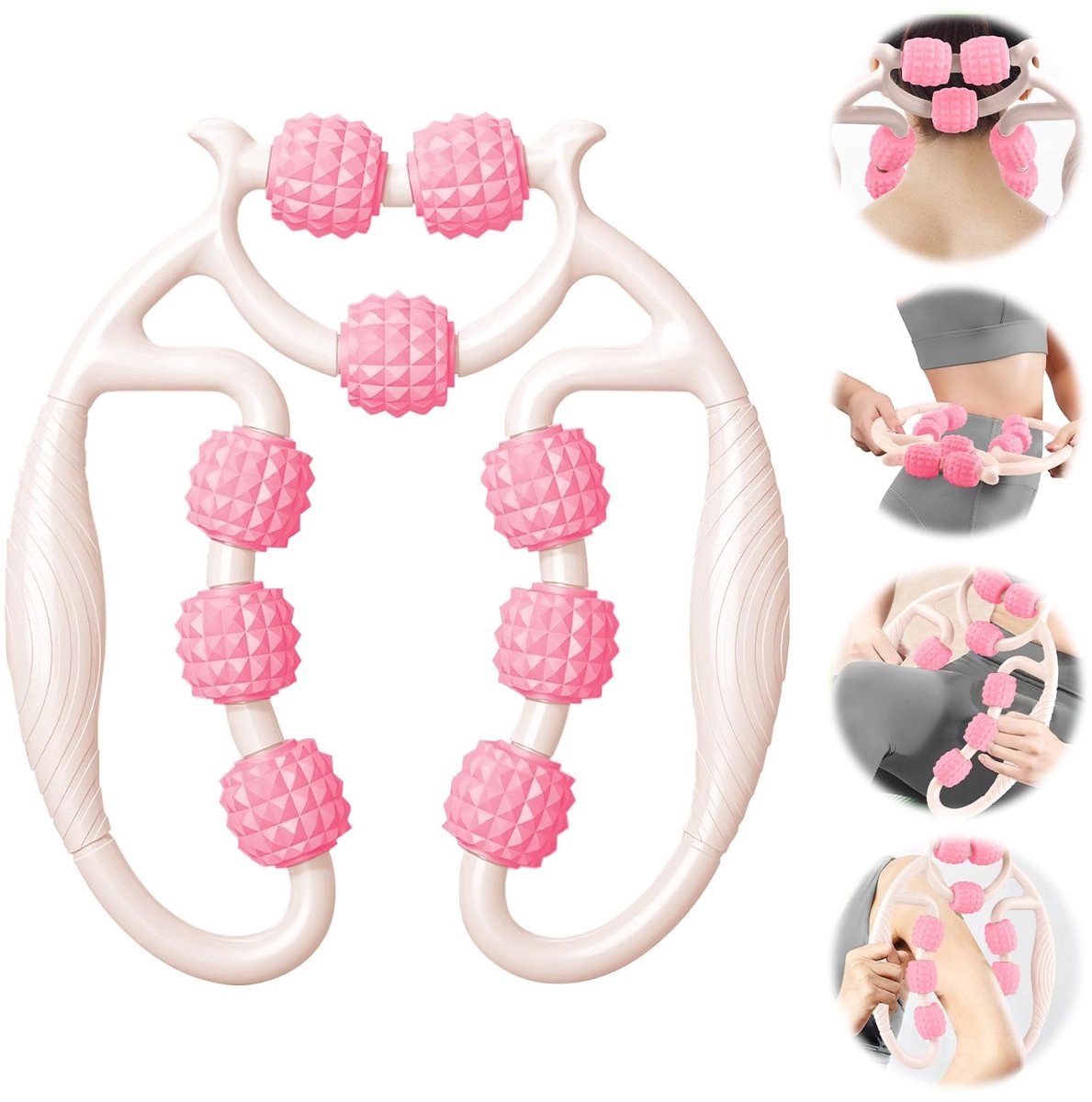 Dailygoods- Massageroller 360 graden - Kuitmassageroller - Cellulitis Massageapparaat - Massagerol met Handvat - Diepe Weefselmassage - Verlicht Nekstijfheid