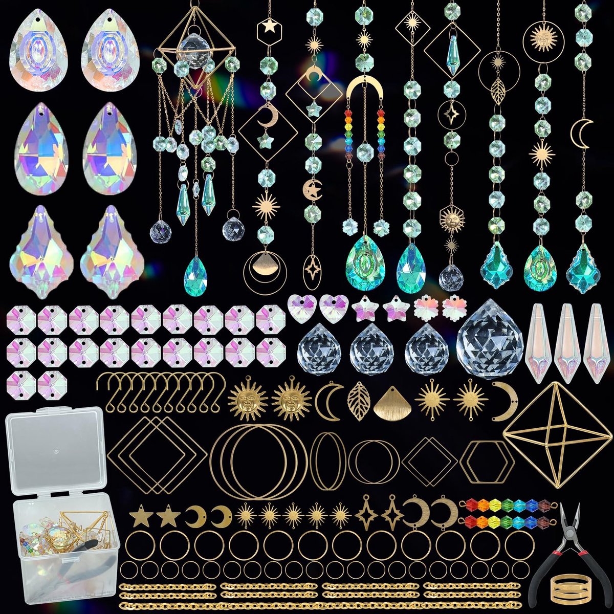 Dailygoods- Zonnevanger Kristal - 400 Stuks Knutselset - Hangende Prisma - Decoratie voor Tuin - DIY Kit - Vangt Zonlicht Op - Kristalhangertje