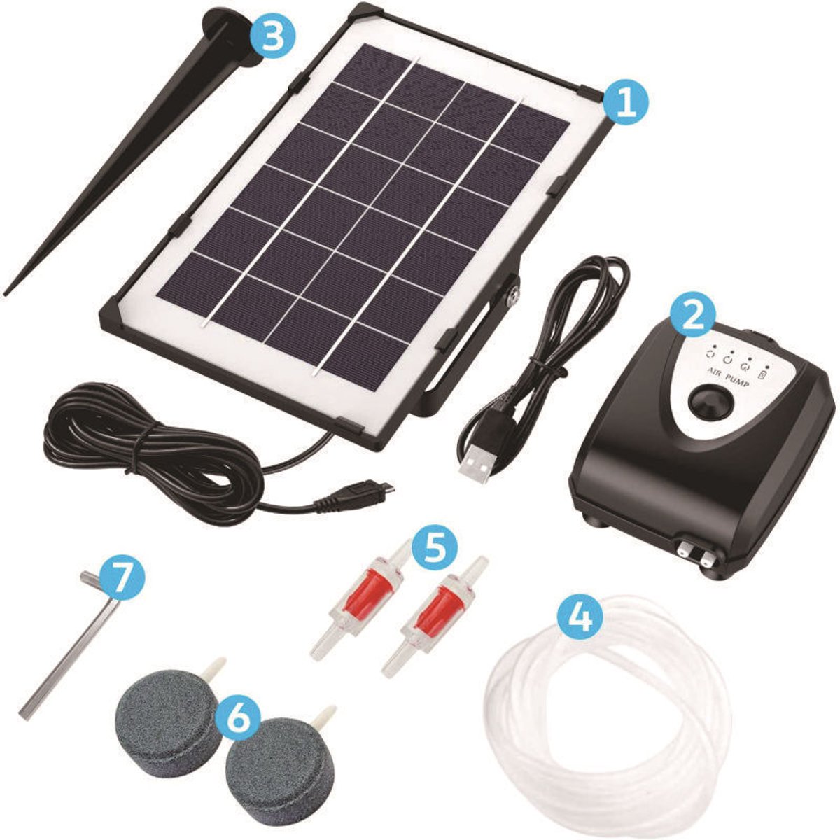 VHV - Zuurstofpomp vijver - Vijverbeluchter zonne energie - Solar luchtpomp - Luchtpomp vijver - 3 standen - 4000mAh - Oplaadbaar - Voor aquarium en tuinvijver - Zwart — cadeau in Cadeau-ideeën - foto 5