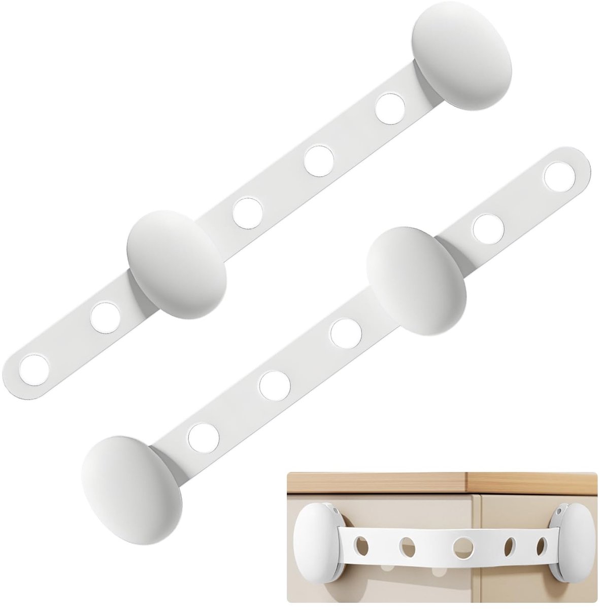 Dailygoods - Kinderbeveiliging, 2 Stuks Verstelbare Kinderveiligheidssloten, Universele Babyveilige Sloten, Zelfklevend Slot, Voor Laden, Koelkasten, Toiletten, Kasten (Boren Niet Nodig - Wit)