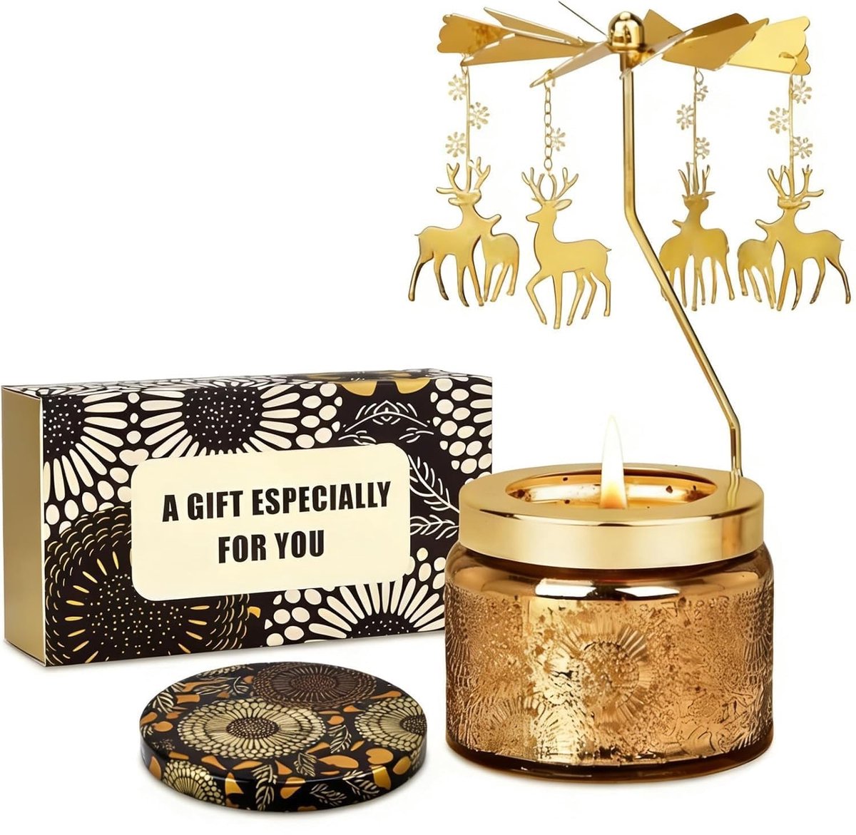 Dailygoods- Geurkaars Unieke Roterende Sneeuwvlok - Rozengeur - Cadeau voor Vrouwen - Decoratieve Kaars - Natuurlijke Sojawas - Schone Verbranding - Geurkaarsen