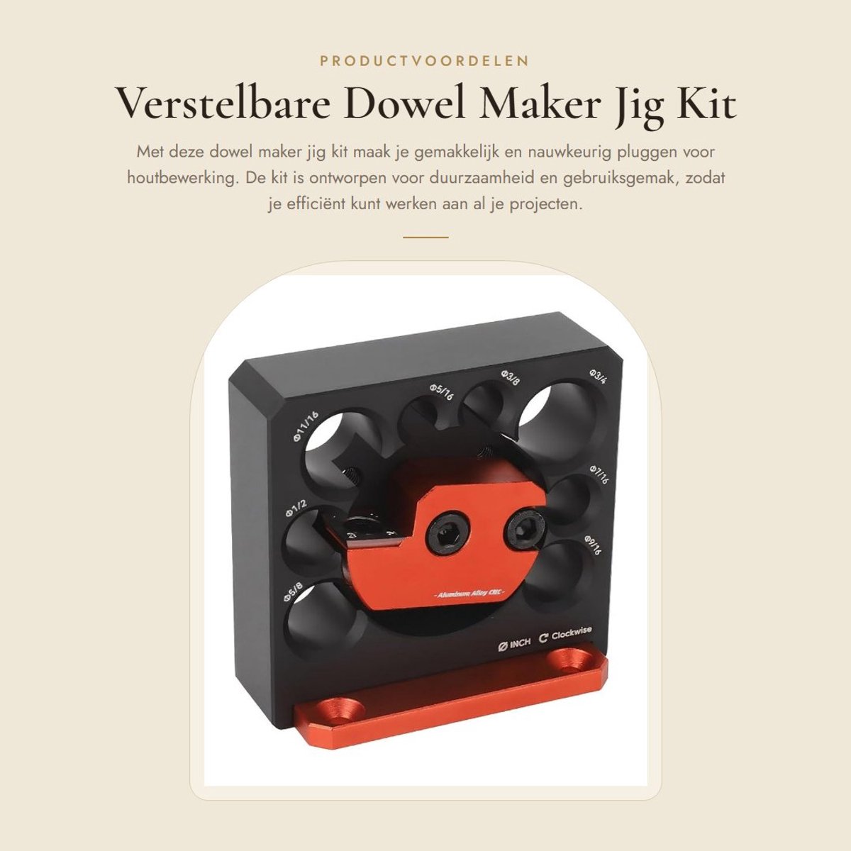Dailygoods- Dowel Maker Jig Duurzaam - Verstelbare Plug Machinemal - Hardmetalen Inzetstukken - Wegwerpzaagblad - Comfortabel Gebruik - 8 Draaigaten - Houtbewerkingstool