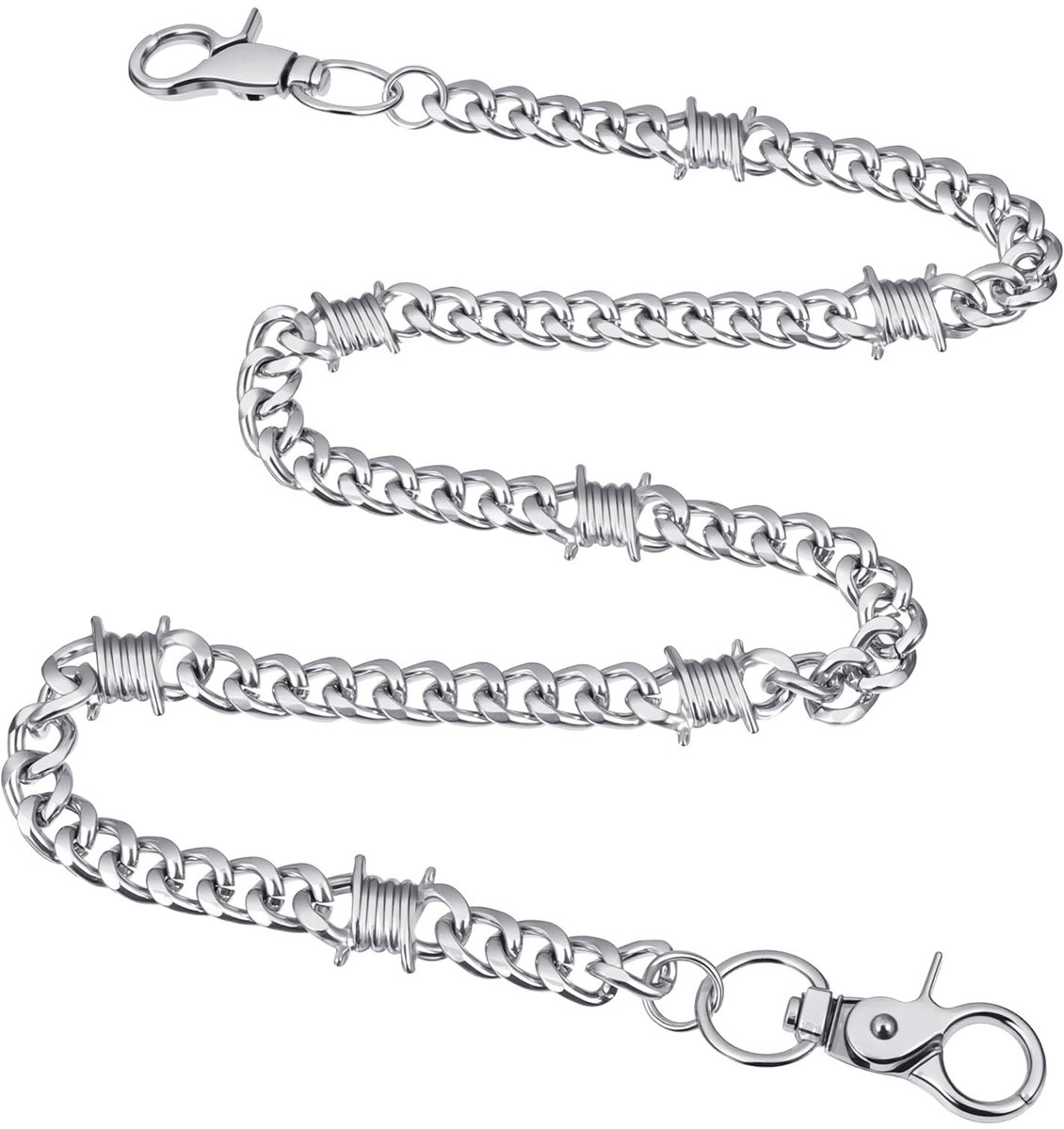 Dailygoods- Biker Portemonnee Zware Aluminium Legering - Ketting 65 cm - Anti-verlies Sleutelhanger - Motorkleding Accessoires - Robuust Prikkeldraadontwerp