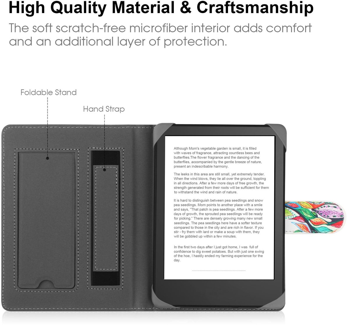 Dailygoods - HoYiXi Universele hoes voor 6,8", 7" e-book readers, compatibel met Kindle Paperwhite 2024-2019/Kobo Clara HD/Kobo Clara 2E, leren standaard, beschermhoes voor 6-6,8 inch pocketbook/Tolino/Sony – foto 2