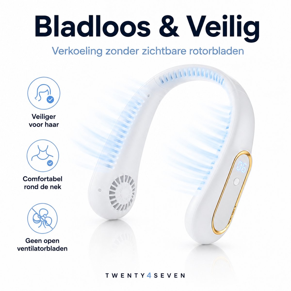 Twenty4seven® Bladeless Nek Ventilator - Draagbare Nekventilator met Koeling - Mini Nek Fan - Gezichtsventilator & Handventilator - Portable Neck Fan met 5 Standen — afbeelding 2