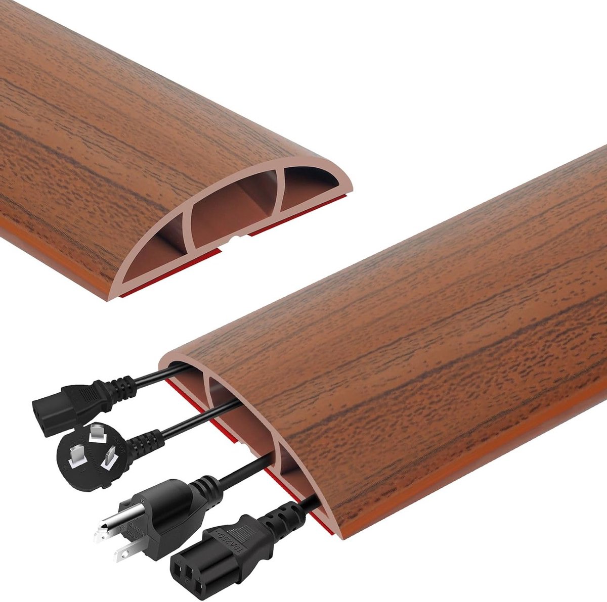 Duurzame Vloerkabelbescherming van 2m, Flexibele Rubber Kabelcover met 3 Kanalen voor Veiligheid en Bescherming van Kabels binnenshuis en buitenshuis