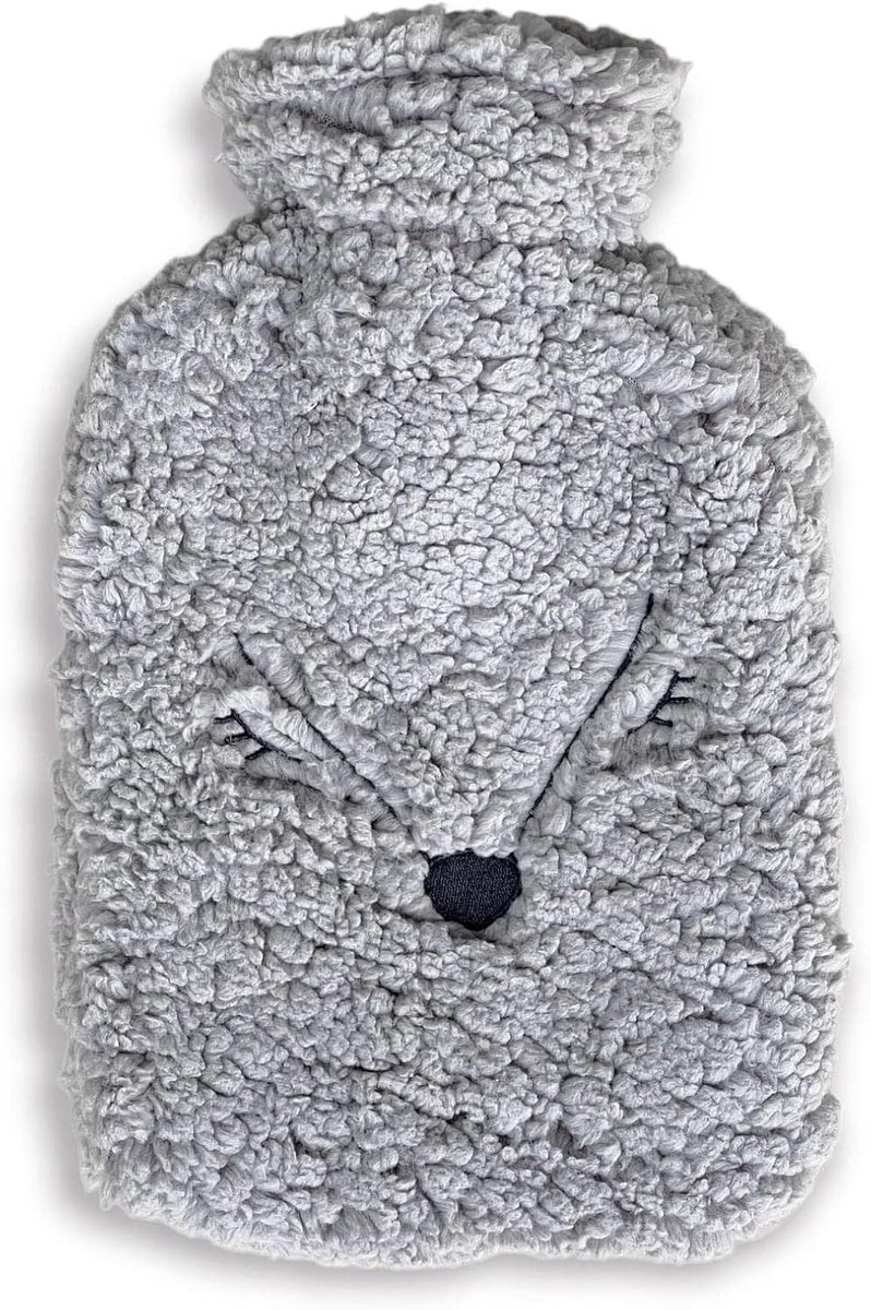 Warmwaterkruik - Bedfles Warmtezak - Bed Verwarmen - Zachte Fleece - 2 Liter - Grijs