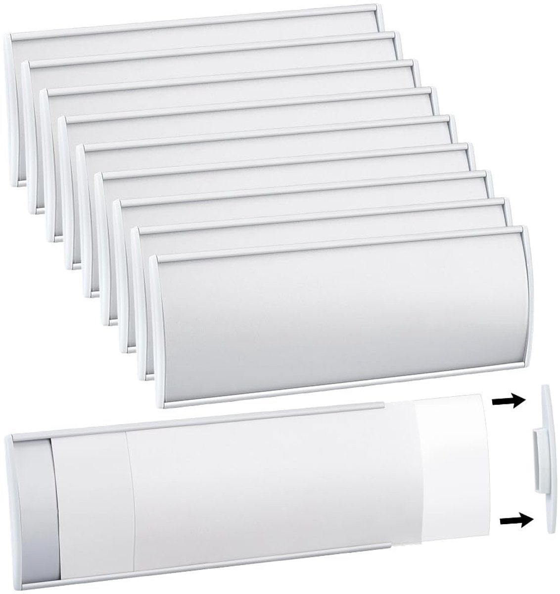 Dailygoods- Naamplaathouder Aluminium - 10 Stuks - Zelfklevend - Kantoordeur - 21 x 8 cm - Duurzaam - Corrosiebestendig - Naambord