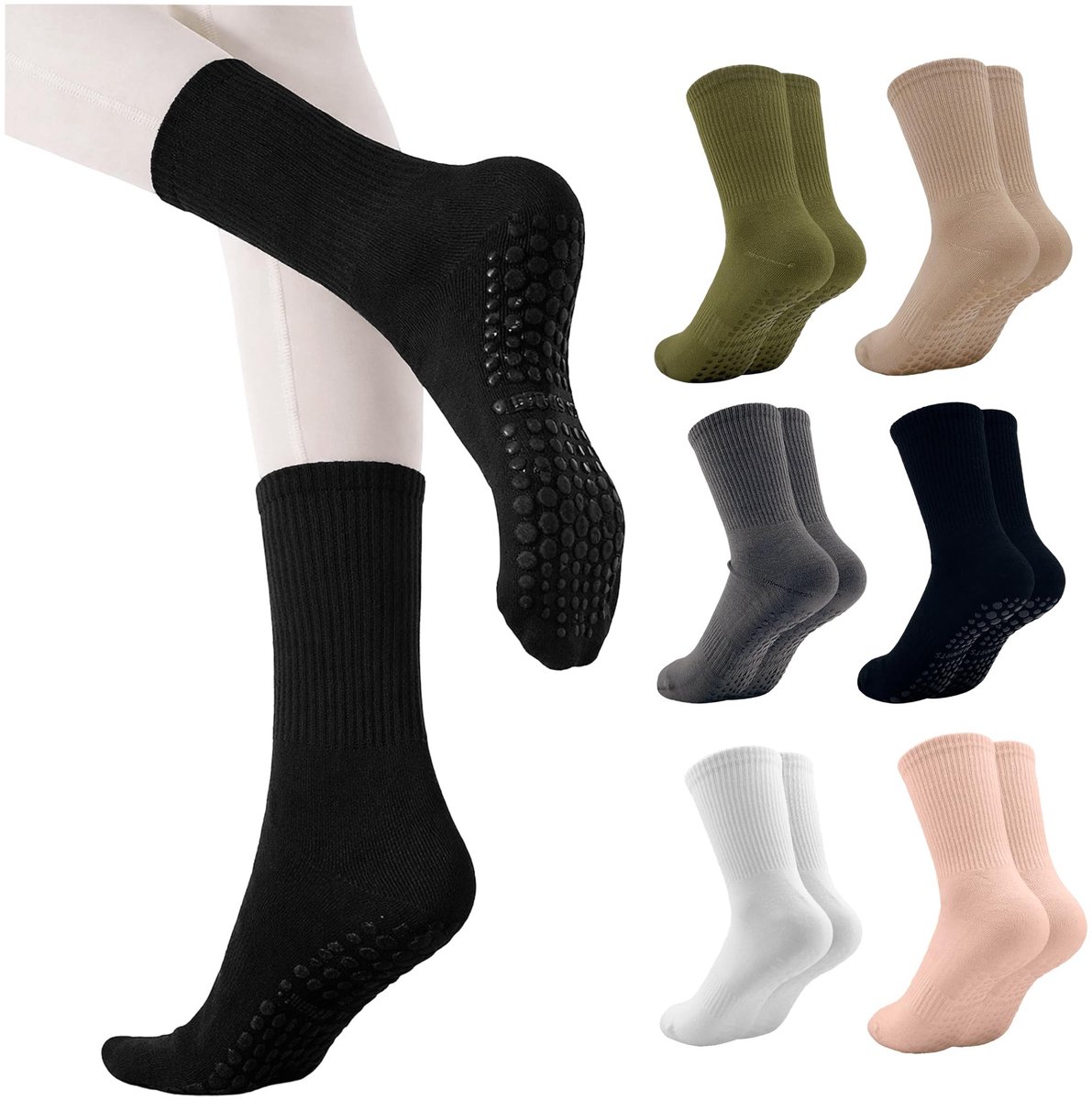 Dailygoods- Pilates Sokken Antislip - 6 Paar - Dames Maat 35-38 - Yoga Sokken - Ademend Katoen - Veilige Stand met Noppen - Yogasokken