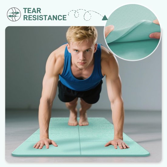 Yogamatten - Trainingsmat - Opvouwbare Yogamat - Gymnastiekmat Pilatesmat - Oefenmat - 183 X 81 X 8 mm - Antislip - Draagbare - Brede - Voor Dames en Heren - Yoga, Stretching, Pilates, Andere Oefeningen, Slaapmat — afbeelding 4