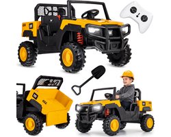 SUN BABY CAT UTV 4x4 Elektrisch Kinderauto 12V - 2-Zits Accuvoertuig met Afstandsbediening - MP3 Speler - Kiepbak - Voor Kinderen 3-8 Jaar - Geel