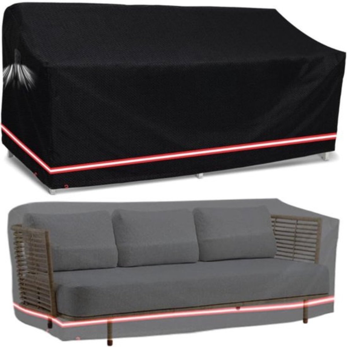 Thuys Beschermhoes Tuinbank 236x102x89cm - Waterdicht - UV-bestendig Polyester - voor Jaarrond Bescherming van Tuinmeubelen Zwart