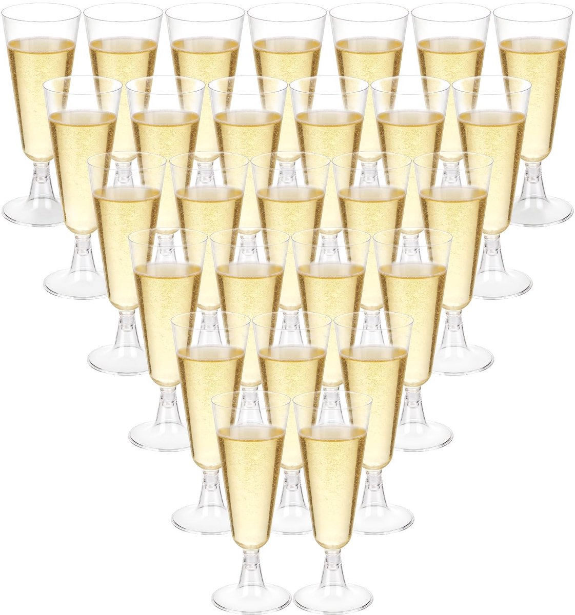 Dailygoods- Champagneglazen 30 stuks - Herbruikbaar - Voedselveilig - Duurzaam - Onbreekbaar - Hoogte 16 cm, inhoud 150 ml - Plastic Glazen