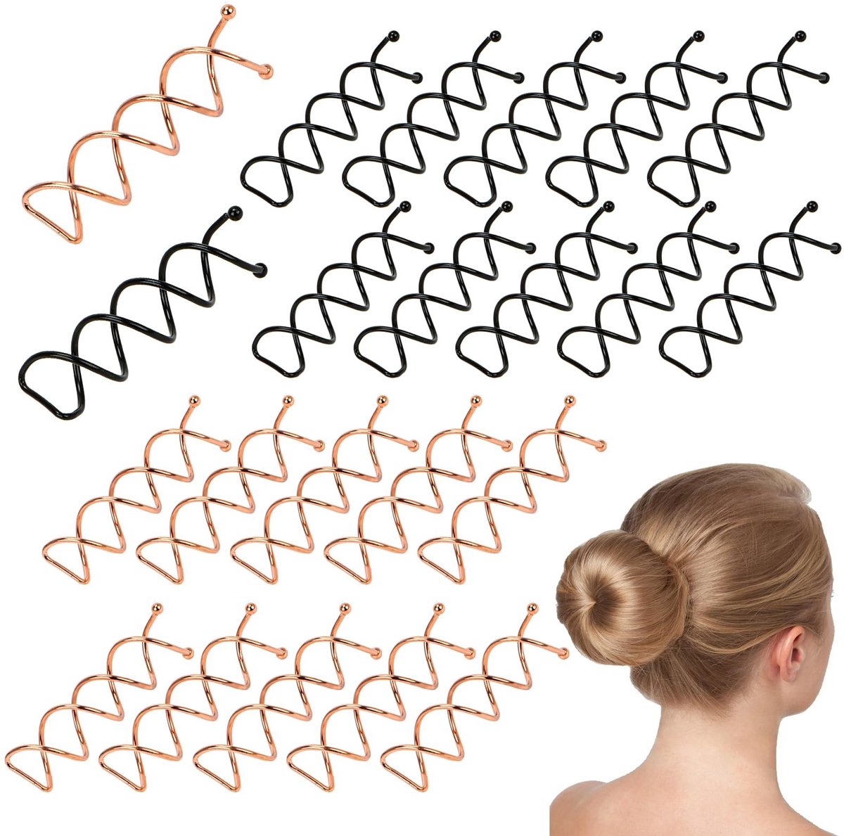 Dailygoods- Haarspelden 20 Stuks - Spiraalvormige Haarspelden - Haaraccessoires - Roterende Haarspelden - Kappersgereedschap - Draadmateriaal - 5 cm Lengte