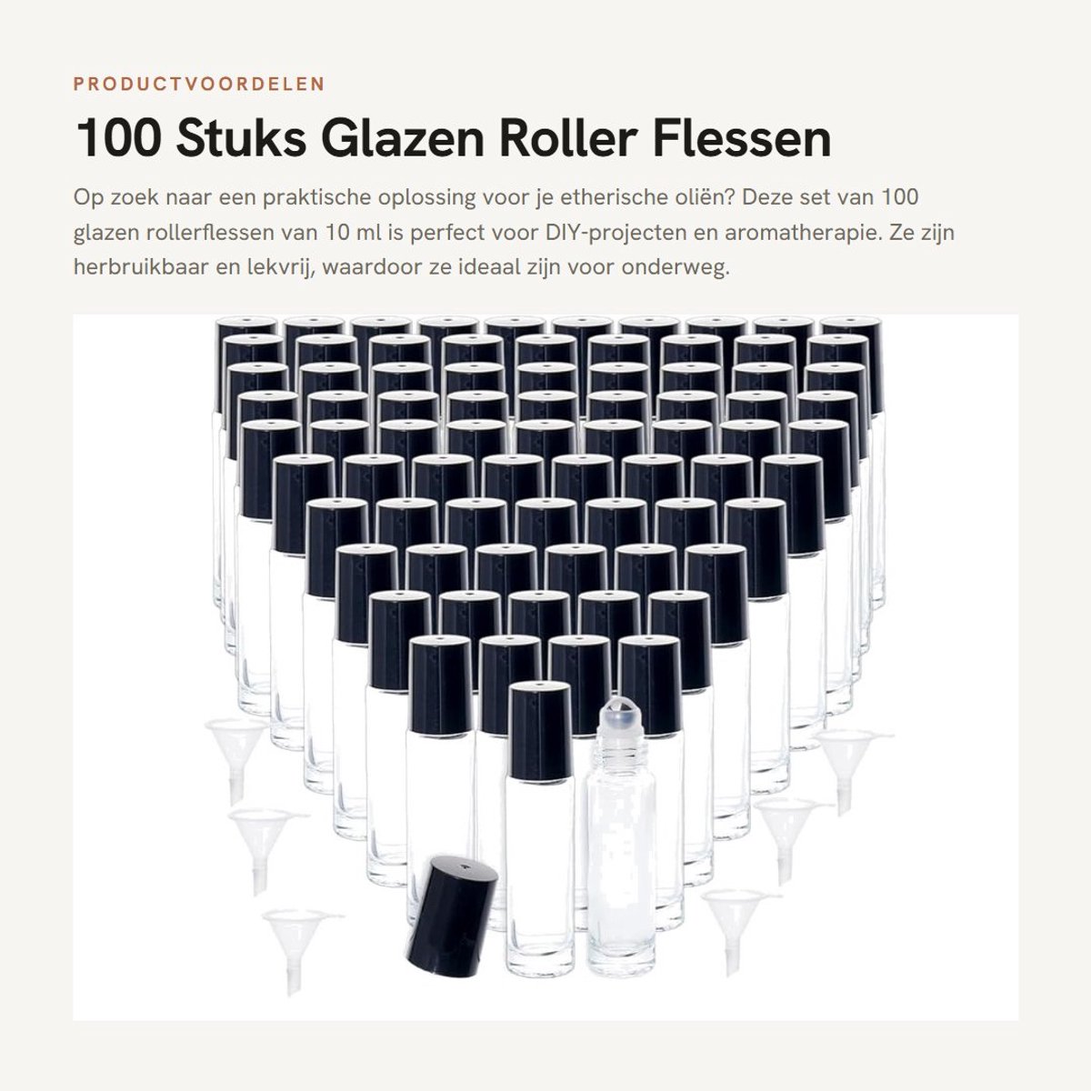 Dailygoods - 100 Stuks Glazen Roller Flessen 10 ml voor Essentiële Olie