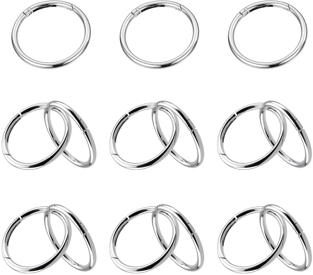 Dailygoods- Sleutelringen 15 Stuks - Robuuste Karabijnhaken - Zinklegering - Tas-accessoires - Voor Bevestigen van Sleutelhangers - Lichtgewicht en Slijtvast - Karabijnhaak