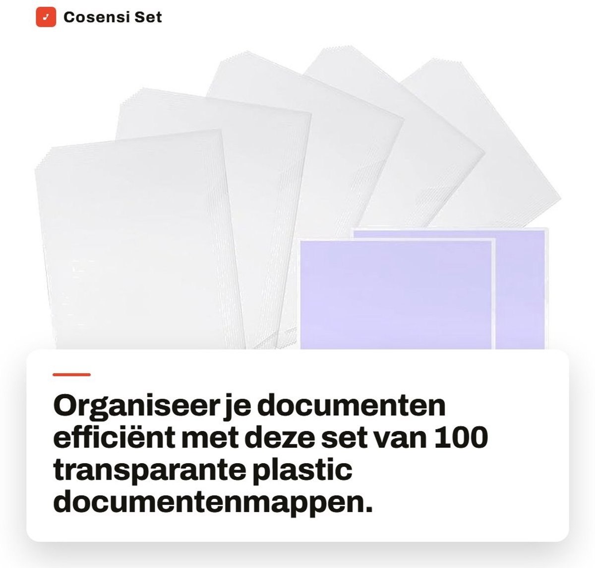 Dailygoods- Documentenmappen Set van 100 - A4-formaat - 30 x 20 cm - Transparant - Duurzaam - Praktische opslag - Documentenhoezen