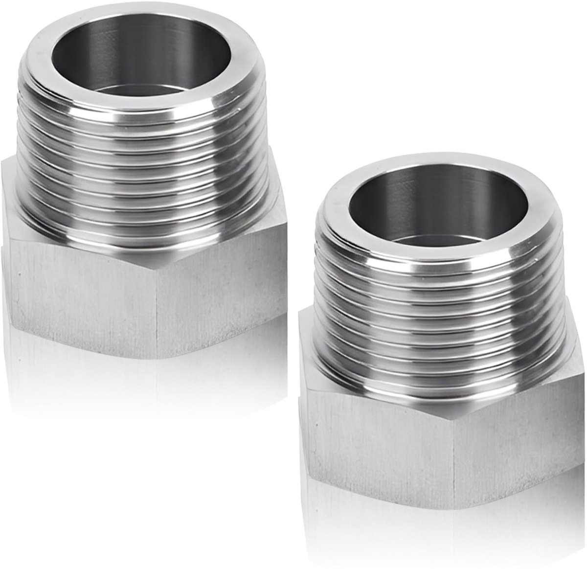 Dailygoods- Verloopstuk Roestvrij Staal - Verloopnippel 1/2" Buitendraad naar 3/8" Binnendraad - 2 Stuks - Schroefdraadfitting - Draadmontage voor Waterleidingen