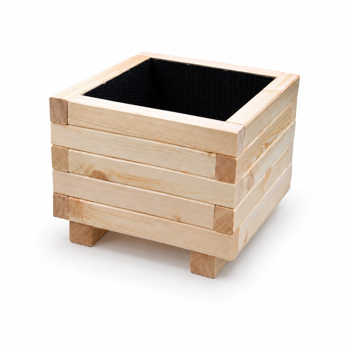 Plant&Bak Tuinbak Vurenhout L40 × B40 × H30 cm – Houten Plantenbak voor Buiten – Vierkante Bloembak met Waterdichte Binnenbekleding – Naturel