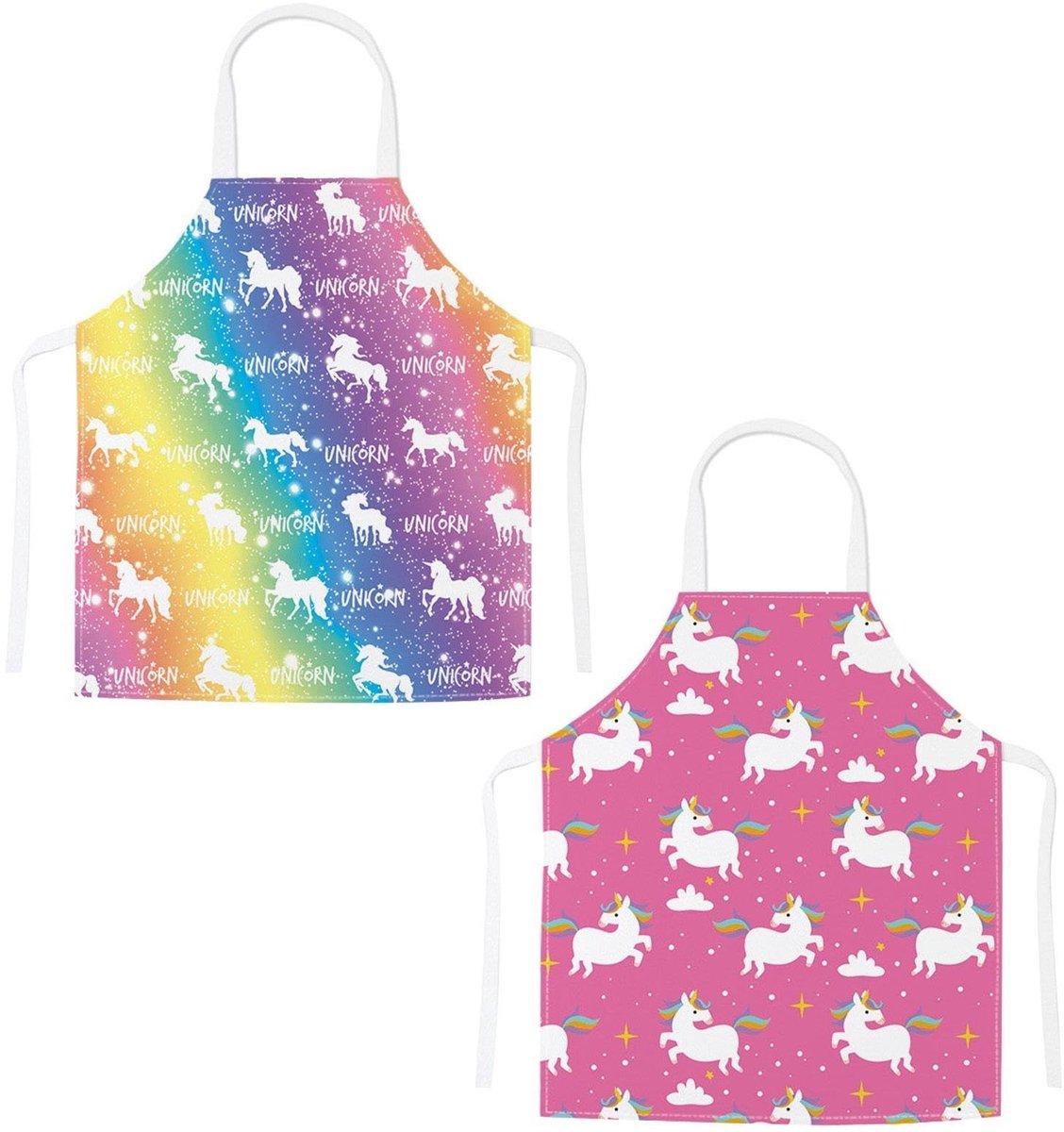 Dailygoods- Kookschort 2 Stuks - Ponyafdrukken - Kinderschort - Mouwloos - Creatief - 52x45 Cm Linnen