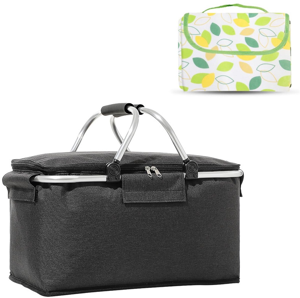 Dailygoods- Boodschappenmand opvouwbaar - Robuust/Slijtvast - Goede warmte/koude-isolatie - 22,5 liter inhoud - Inclusief picknickdeken - Ideaal voor winkelen/picknick - Winkelmand