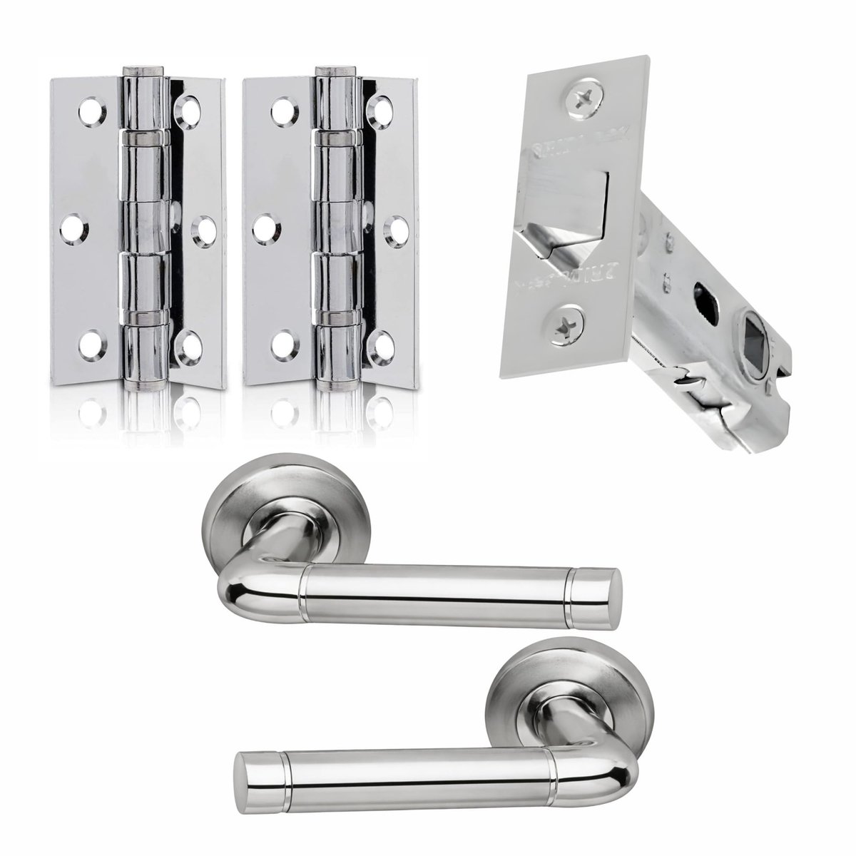 Dailygoods- Deurklinkpakket Afsluitbaar - Deurklinkset - Handgrepen - Scharnieren - Buisvormige Insteeksluiting - Gepolijst Chroom