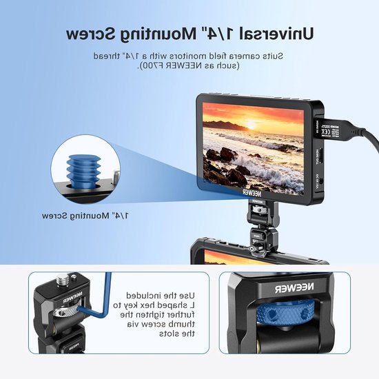 Snel te bevestigen monitorsteun voor smartphone cage, video rig stabilizer en mobiele fotografie accessoires, geschikt voor iPhone, Samsung en Android F700 camera veldmonitor — afbeelding 2