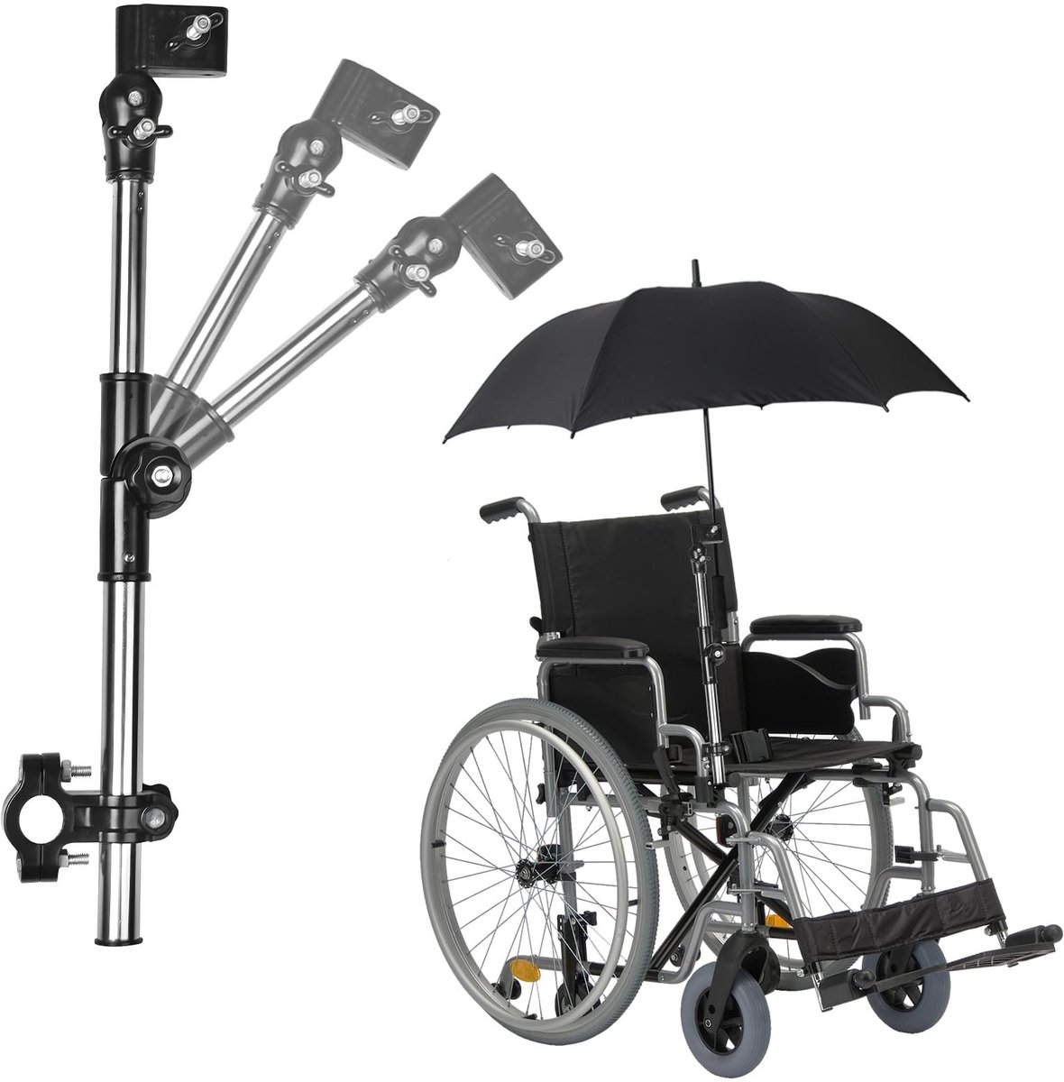 Dailygoods- Parasolstandaard 360° Verstelbaar - Parasolhouder - Roestvrij Staal - Geschikt voor Stangdiameter 2-2,5 cm - Zwart - Inclusief Parapluhouder