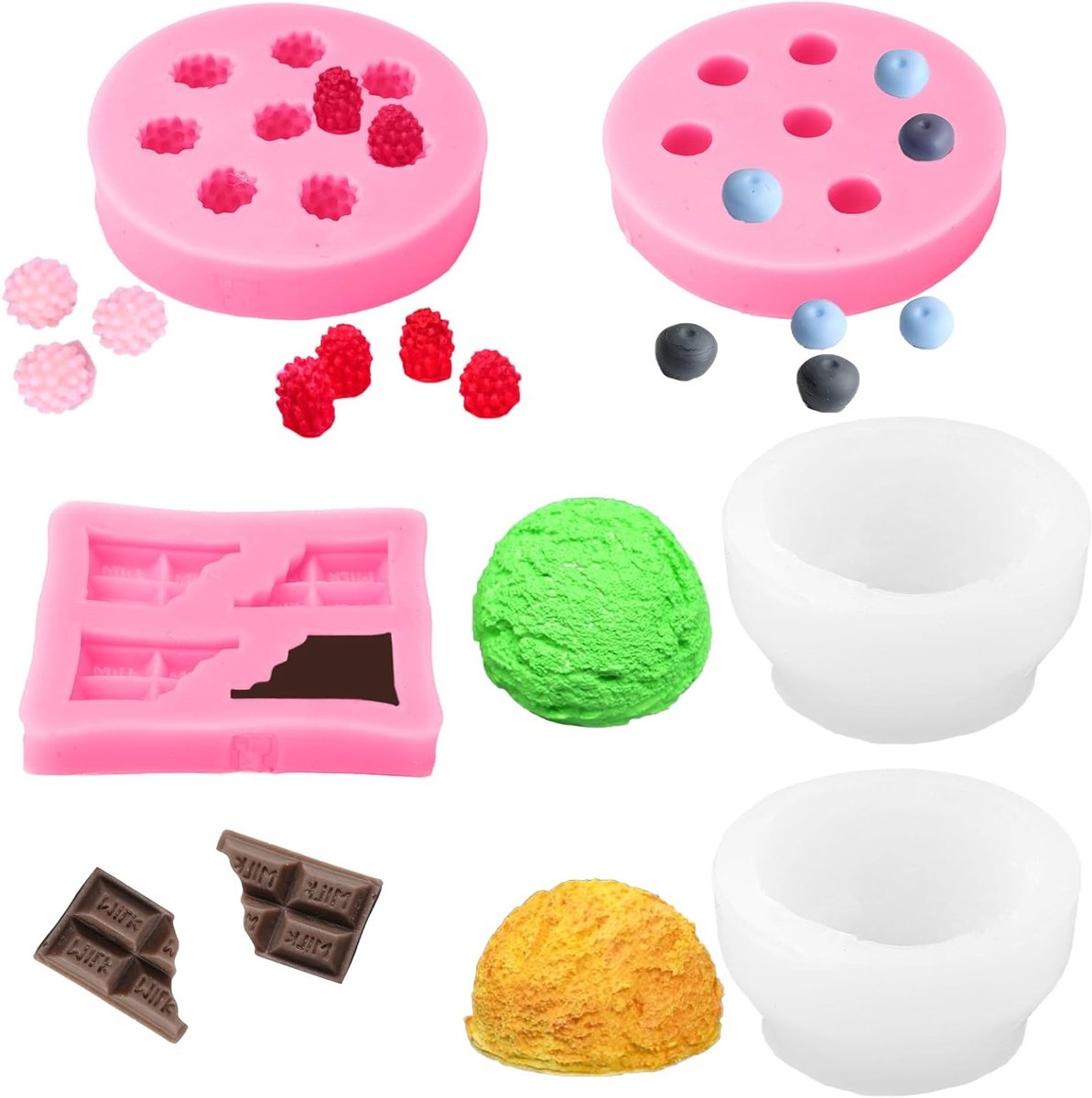5 Stuks Siliconen Mallen voor Kaarsen, Zeep en Taarten - 3D IJsbal en Halve Chocolade Vorm voor Creatieve DIY Projecten