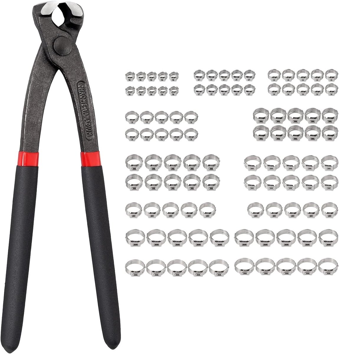 Dailygoods- Slangklemset 100 Stuks - Slangklemmen RVS - Slangklemmen Assortiment - Slangklemmen Gereedschapsset - Slangklemmen 5,8-21mm - Hoogwaardig Materiaal - Slangklem