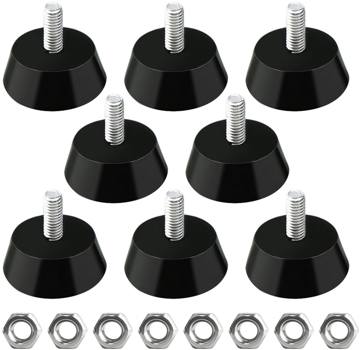 Dailygoods- Meubelpoten Verstelbaar - Set van 8 - Rubber Voetjes - M6 Schroefdraad - Antislip - Schokabsorberend - Meubelvoetjes