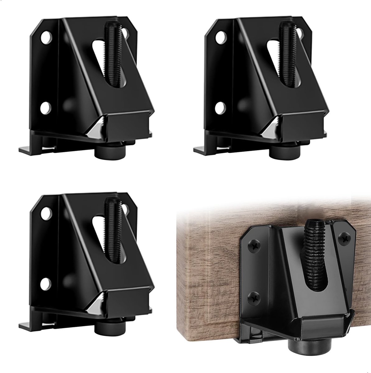 Dailygoods- Meubelpoten Verstelbaar - Meubelverhoger - Meubelpoten Set van 4 - Nivelleringspoten - Zwart Staal - Hoogte 2-5 cm - Meubelcompensatievoeten