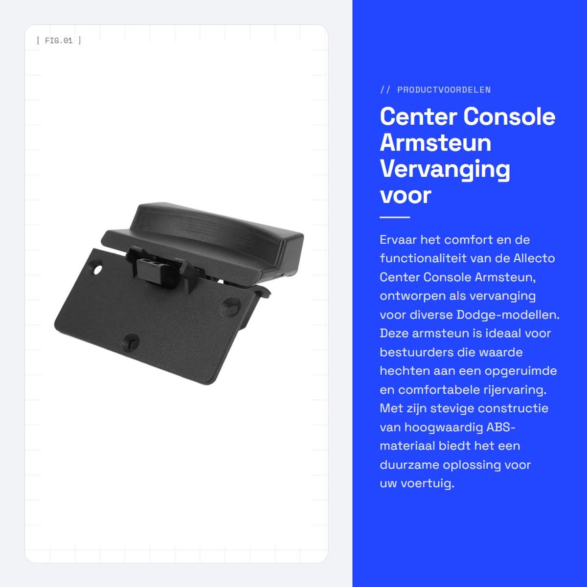 Solidchoice- Armsteun Vervangingsdeksel - Armsteun Bestuurder - ABS Materiaal - Onderdeelnummer 5RQ83TX7AC - Vervanging voor Dodge 1500/2500/3500/4500/5500 - Duurzaam Gebruik - Armleuning