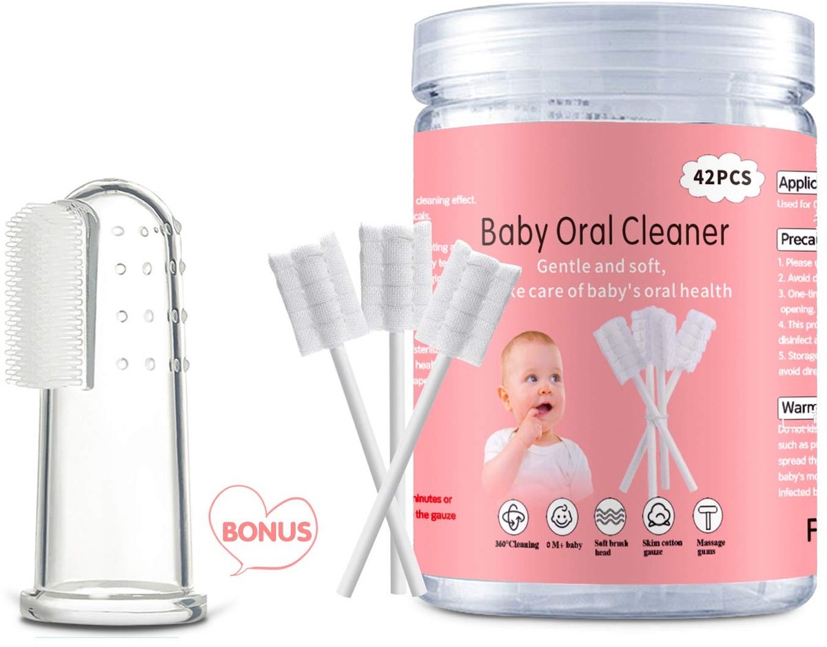 Solidchoice - 42 Stuks Baby Tandenborstelreinigers - Inclusief Vinger Tandenborstel