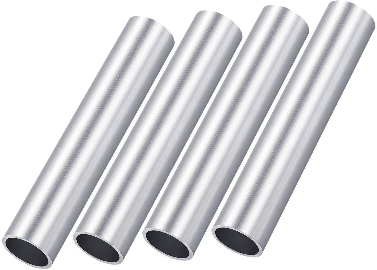Solidchoice- Aluminium Buizen 4 Stuks - 6063 Aluminium - Ronde Slangen - 20 mm AD - 17 mm ID - 100 mm Lengte - Aluminium Buis