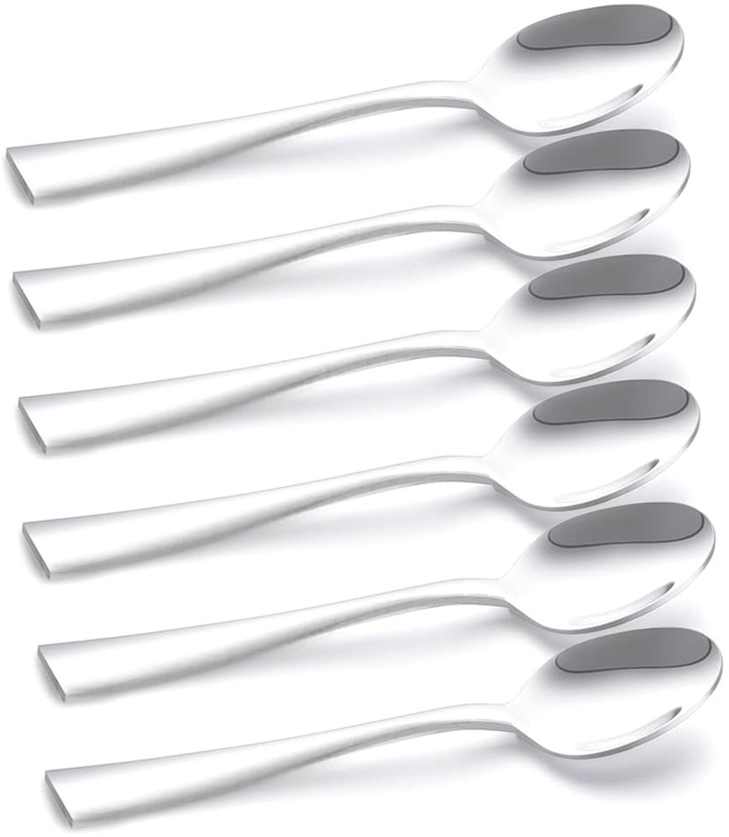 Dailygoods- Koffielepels 6 Stuks - Roestvrij Staal - Hoogglans Gepolijst - Modern Design - Vaatwasbestendig - Lengte 13,5 cm - Theelepels