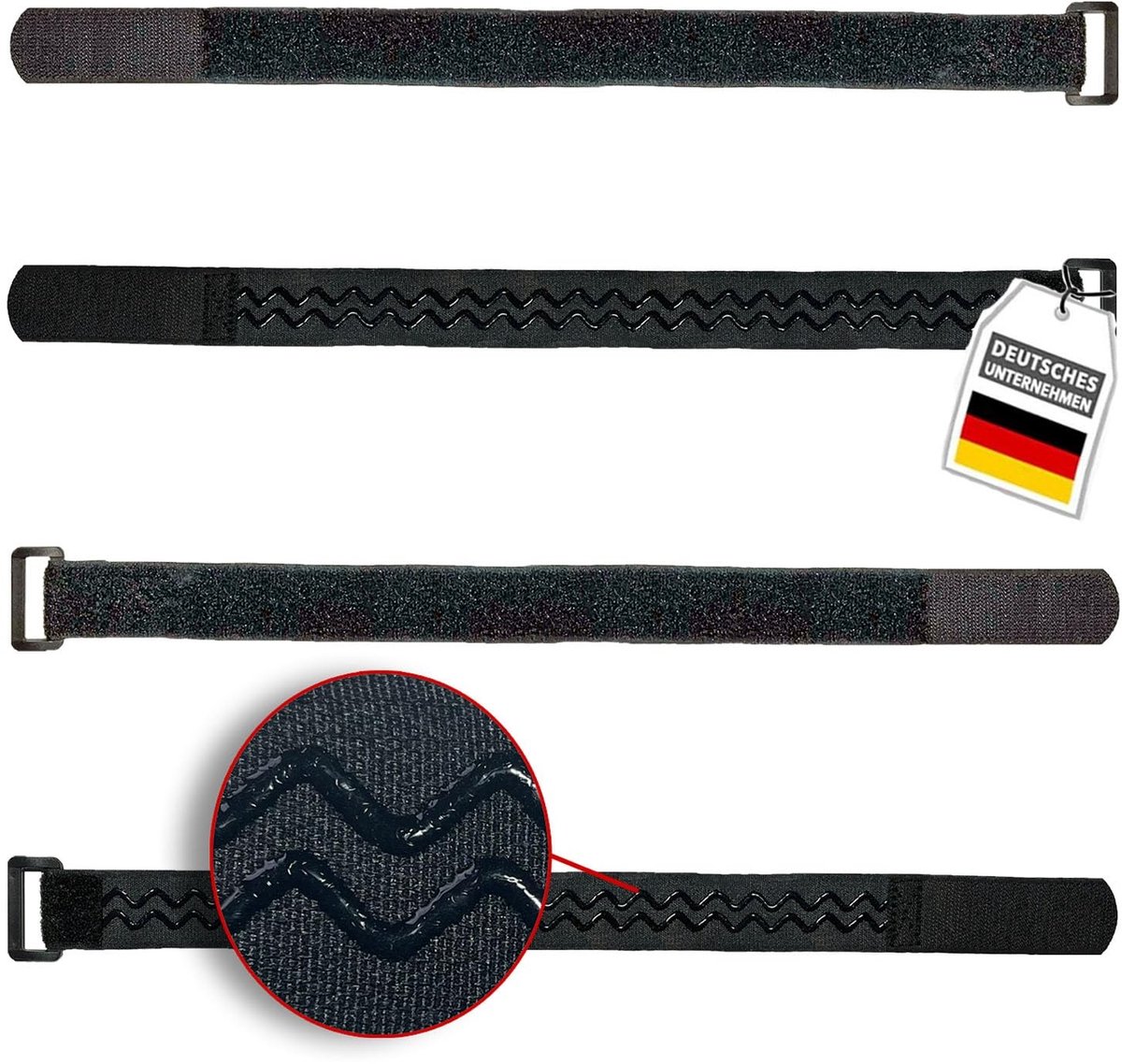 Dailygoods- Kabelbinders 40cm Zwart - Antislip - Herbruikbaar - Klittenband - 30mm Breed - Ideaal voor Organiseren en Bundelen