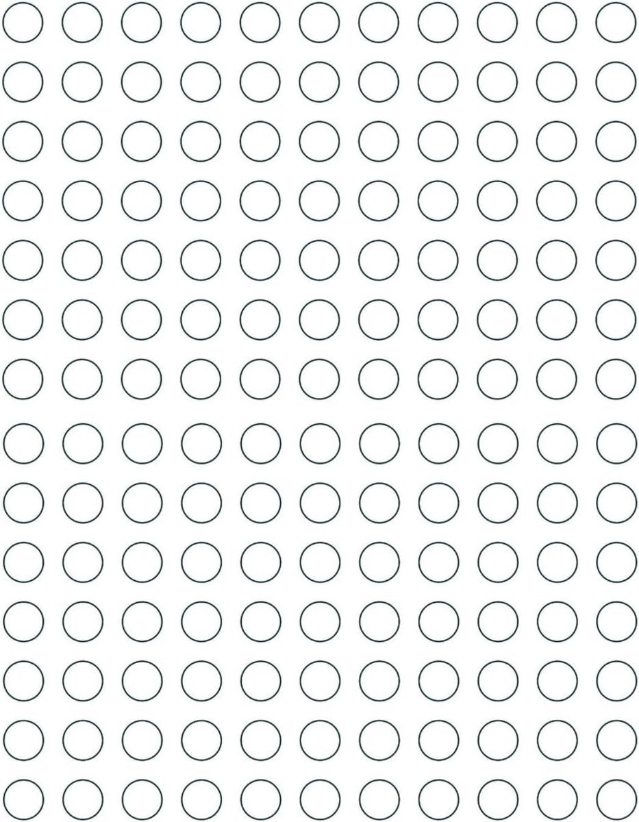 Dailygoods- Kleurcoderingslabels 1,3 cm - Ronde Stickers - Witte Stipetiketten - 154 Labels per Vel - Inclusief Sjabloon - Permanente Lijm