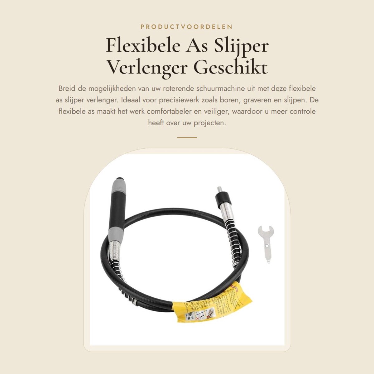 Dailygoods- Flexibele As 6 mm - Verlenging voor Elektrische Slijper - Flexibele Boor - Aandrijfas - Schuuropzetstuk - Geschikt voor Bladdiameter tot 8 mm - Booras
