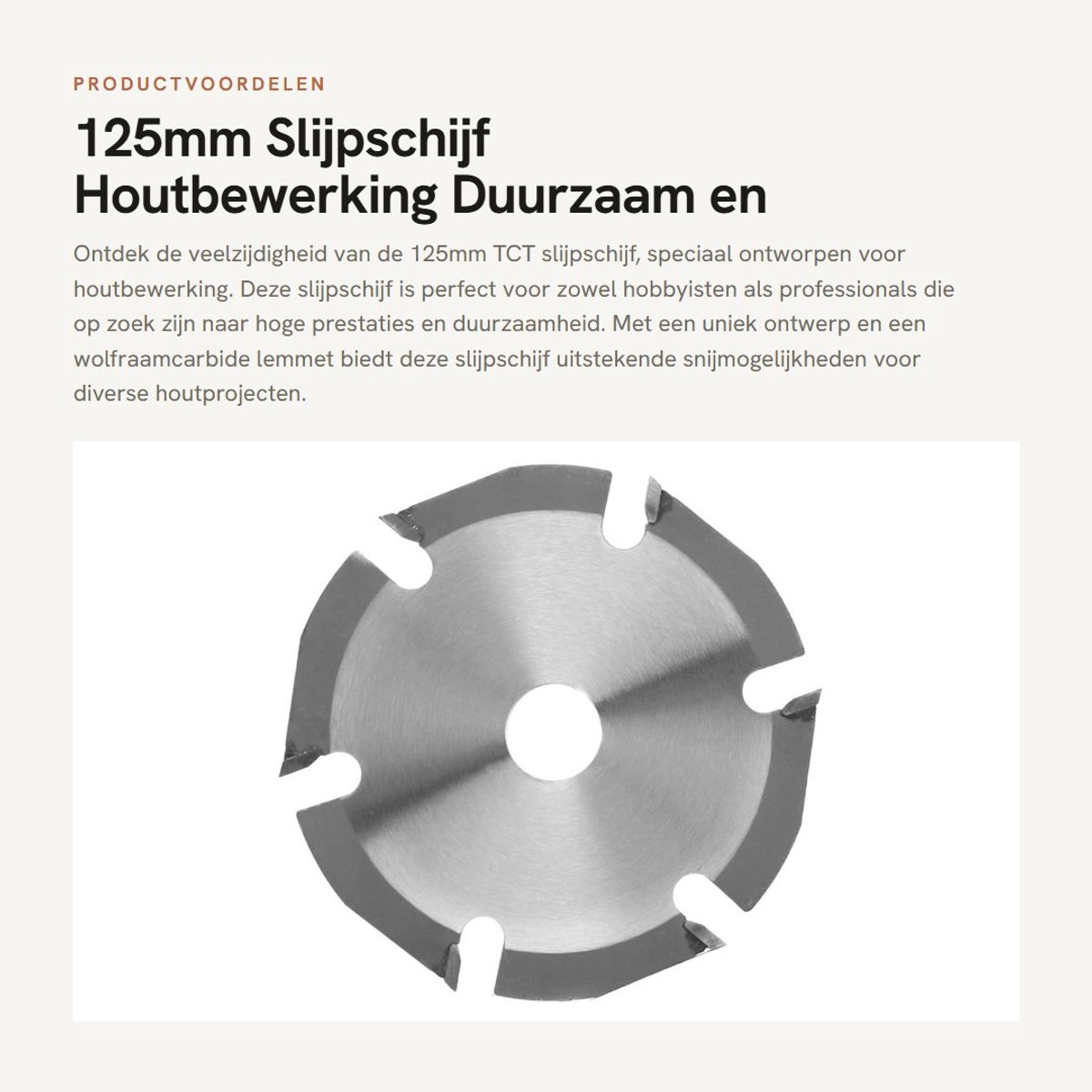 Dailygoods- Slijpschijf 125mm TCT - Houtbewerking - Wolfraamcarbide - Duurzaam - Hoogwaardige hardheid - Snijden van spaanplaat/multiplex - Zaagblad