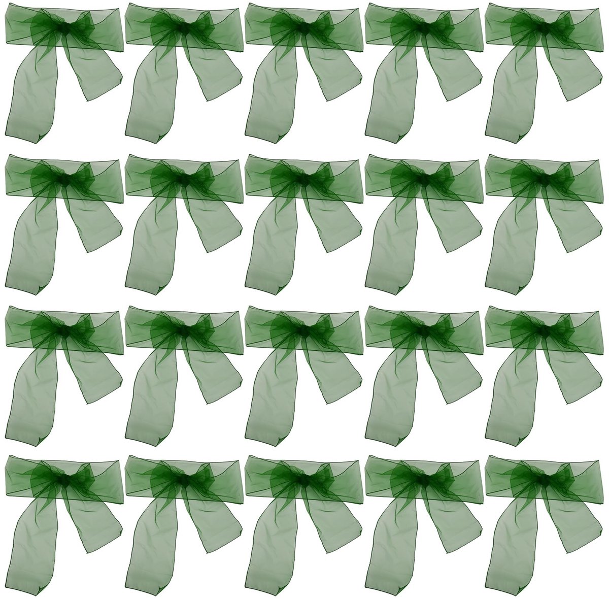 Dailygoods- Stoelstrikken 20 Stuks - Donkergroen - Organza - Luxe - Duurzaam - Eenvoudige Installatie - Decoratief - Stoelversiering