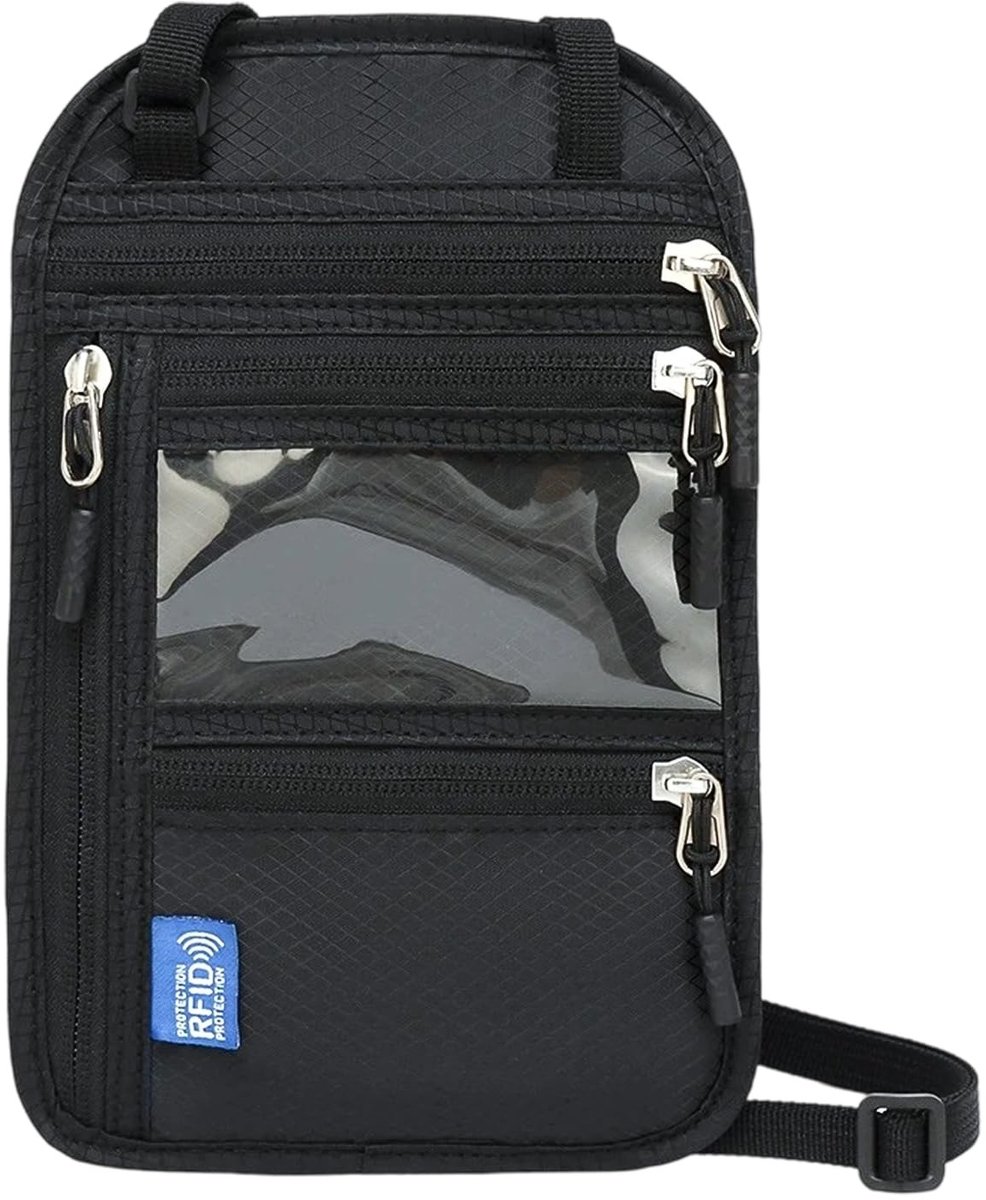 Dailygoods- Portemonnee RFID-blokkering - Waterdichte Reisportemonnee - Verstelbare Nekband - Paspoorthouder - Lichtgewicht Oxford-doek - Comfortabel en Duurzaam