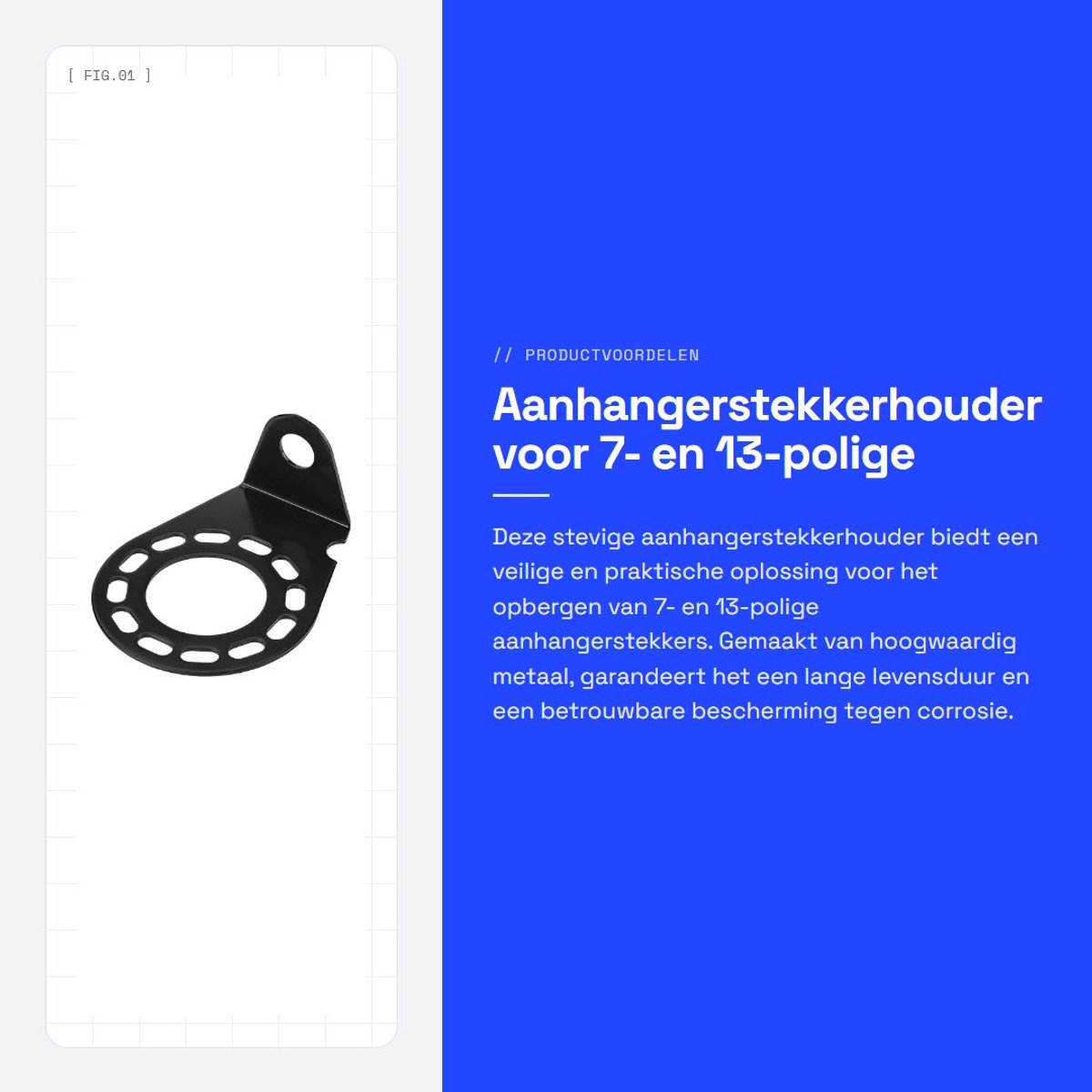 Dailygoods- Aanhangerkophouder Veilige Montage - 7/13-polige Stekkerhouder - Aanhangwagen Accessoires - Hoogwaardig Metaal - Corrosiebestendig - Inclusief Schroeven/Moeren - Aanhangerstekkerhouder