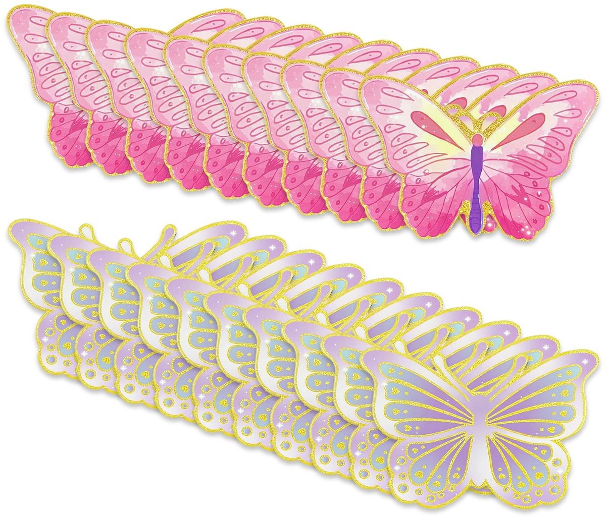Dailygoods- Uitnodigingskaarten 20 Stuks - Vlinder Ontwerp - Kinderfeestje - Feestdecoratie - Roze Fantasie - Papier 15x10Cm - Feestuitnodigingen