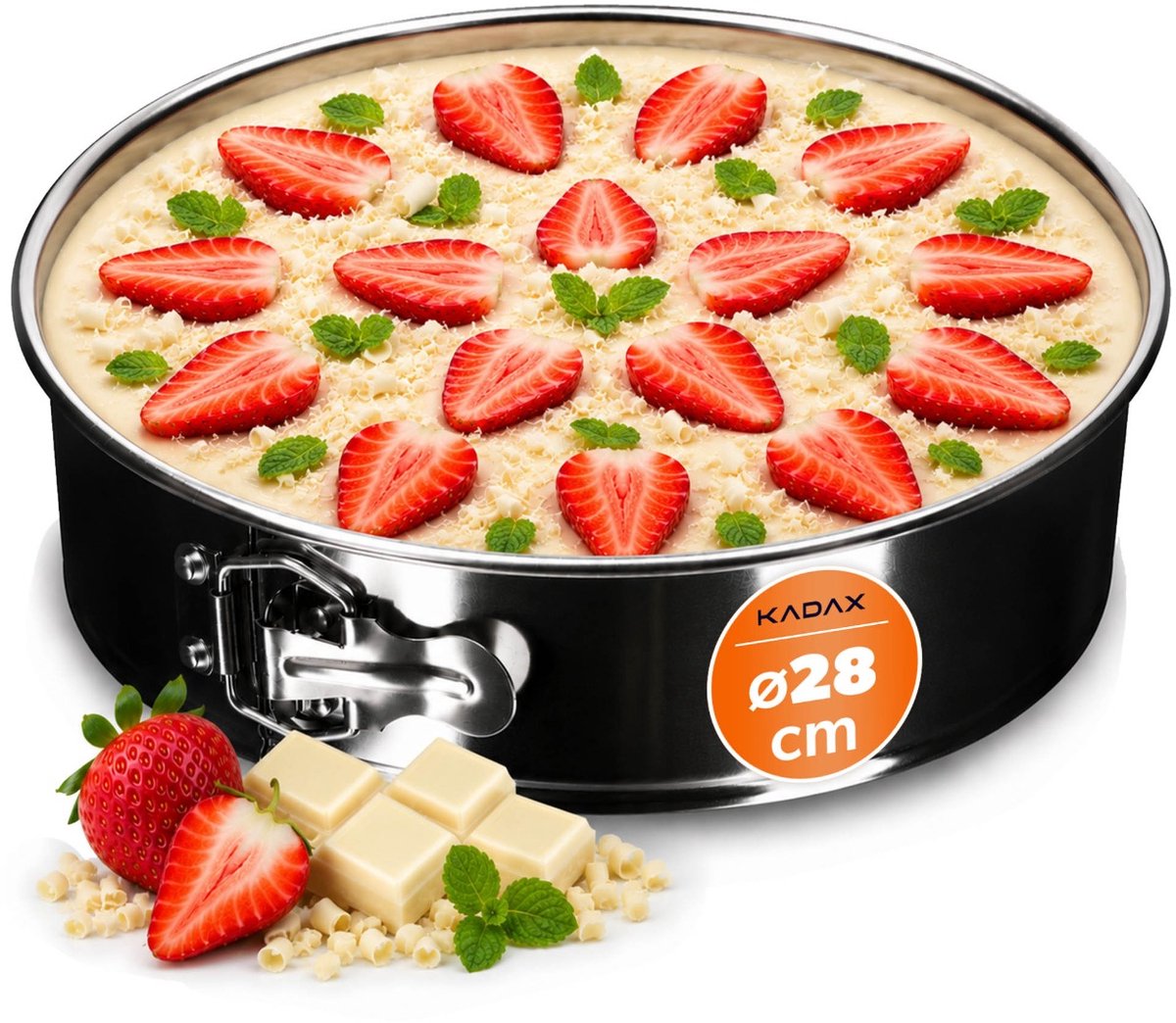 KADAX Taartvorm, vertinde bakvorm voor bakken, oven, springvorm voor cheesecake, rond bakvormen (28 cm, zilver)